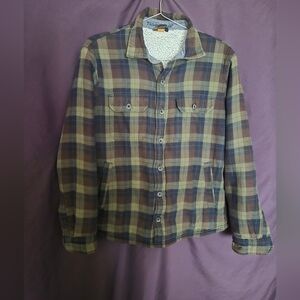 Taylor Vintage Shirt Jacket Adult Small Sherpa Lined Button Down Long Sleeve